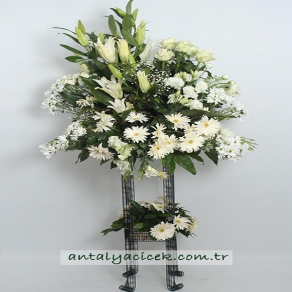  Antalya Çiçek Gönder Beyaz Ferforje Aranjman